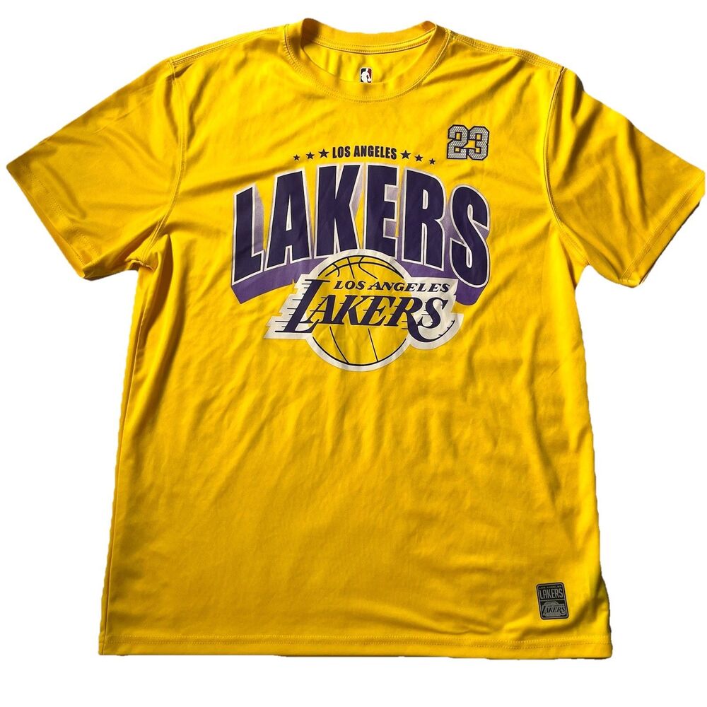 Lebron James 23 LA Lakers SZ L/XL NBA High Flyer T-shirt Yellow Basketball NWOT